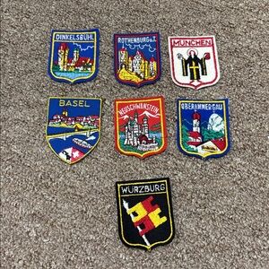 Lot of 7 Vintage European Embroidered & Felt Patches Sew On Travel Souvenir New